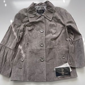 Terry Lewis Classic Luxuries Gray Leather Coat